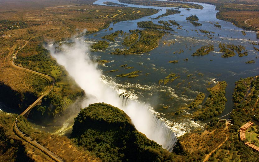 Victoria Falls Viewed from a Helicopter